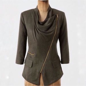Anthropologie Cartonnier Olive Green Take the Wheel Moto Jacket Size XS